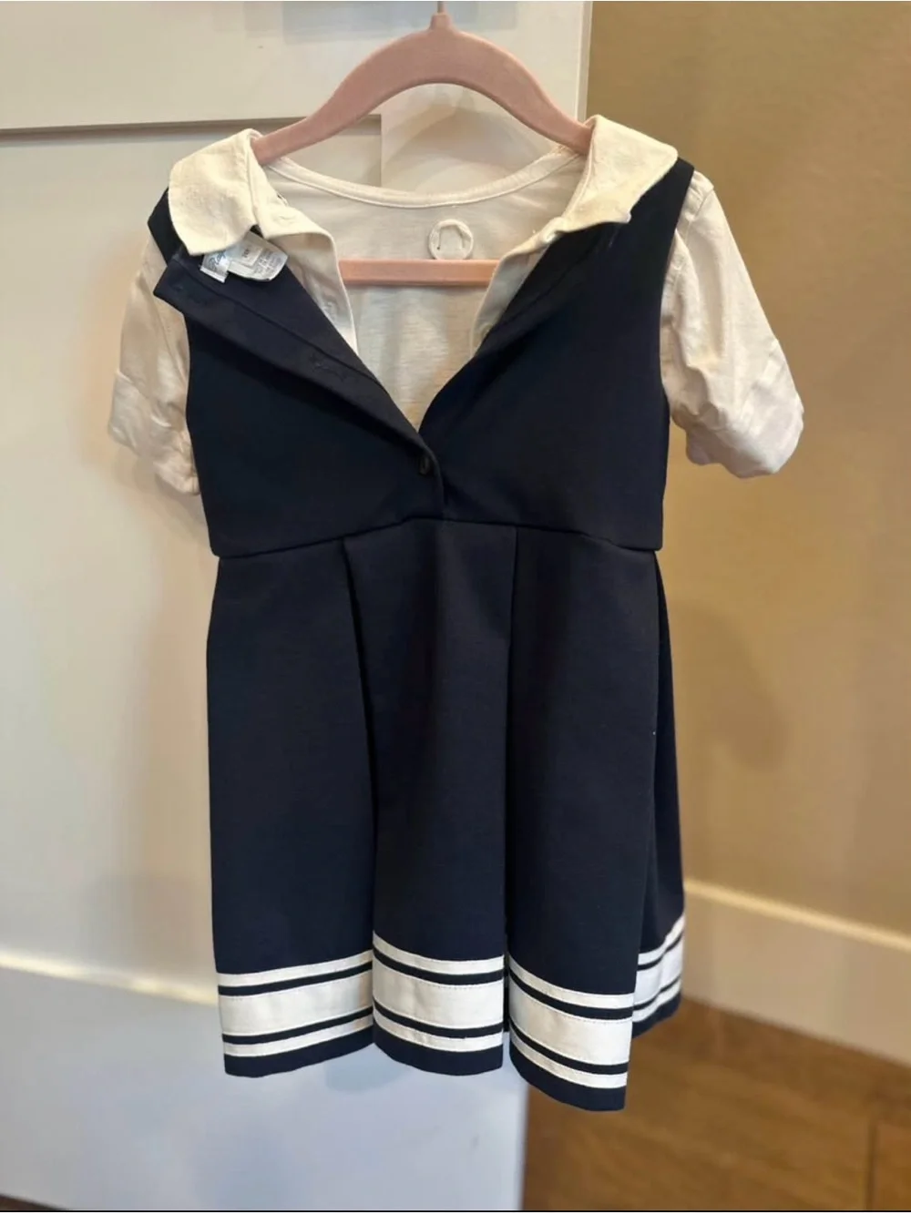 Ralph Lauren Navy and White Sailor-Style Girls Formal Dress